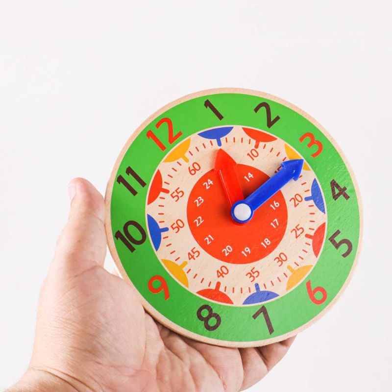 MYY Mainan Anak Montessori Clock Hour Minutes Children Toy - SZ0916 Hijau Green Melatih Kecerdasan Otak Anak mengenai waktu dan jam