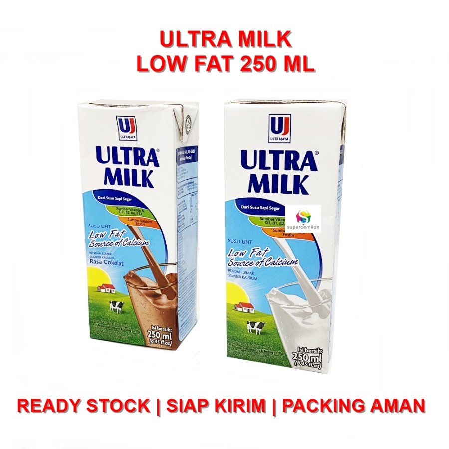 

Susu Ultra Milk UHT LOW FAT Plain (Putih) / Cokelat 250 ml