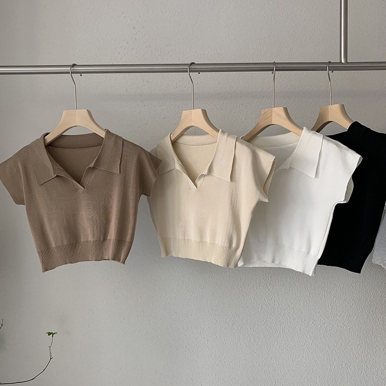 Nicebra Atasan Wanita Import Crop Top Rajut Kaos Wanita Premium 4076