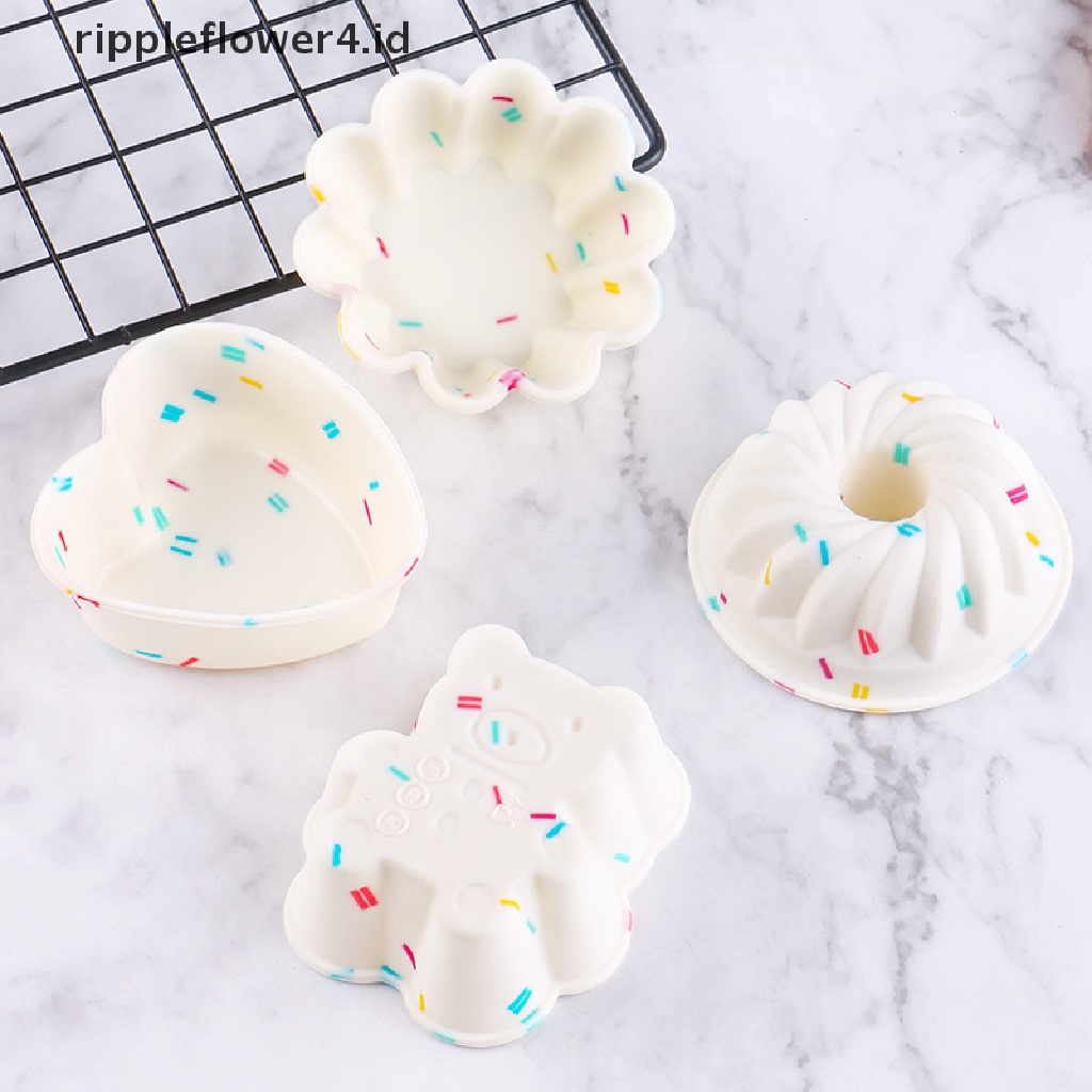 {rippleflower4.id} Cetakan Silikon Lucu Cetakan Kue Muffin Cupcake Dapur Baking Mold DIY Cake Tools~