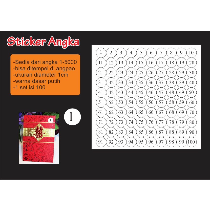 

sticker nomor angka 1-100 untuk ditempel di angpao wedding