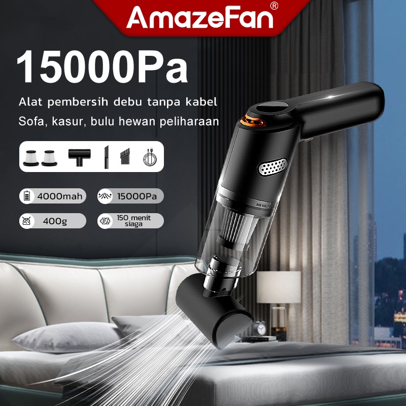 AmazeFan Vacum Cleaner portable alat Penyedot Debu mobil listrik15000Pa Mini Wireless vacuum cleaner