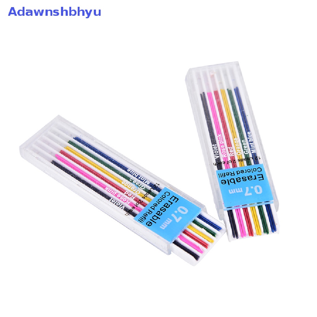 Adhyu 1kotak Refill Pensil Mekanik Berwarna 0.7mm Dapat Dihapus Siswa Stationary ID