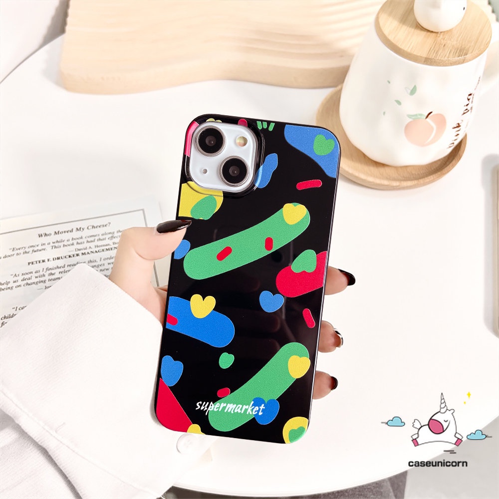 Ins Colorful Art Pigmen Cinta Hati Cover Kompatibel Untuk IPhone 7Plus 8Plus 11 14 13 12 Pro Max XR 7 8 14 Plus X XS Max SE 2020full Pelindung Glossy Halus Lembut Tpu Phone Case
