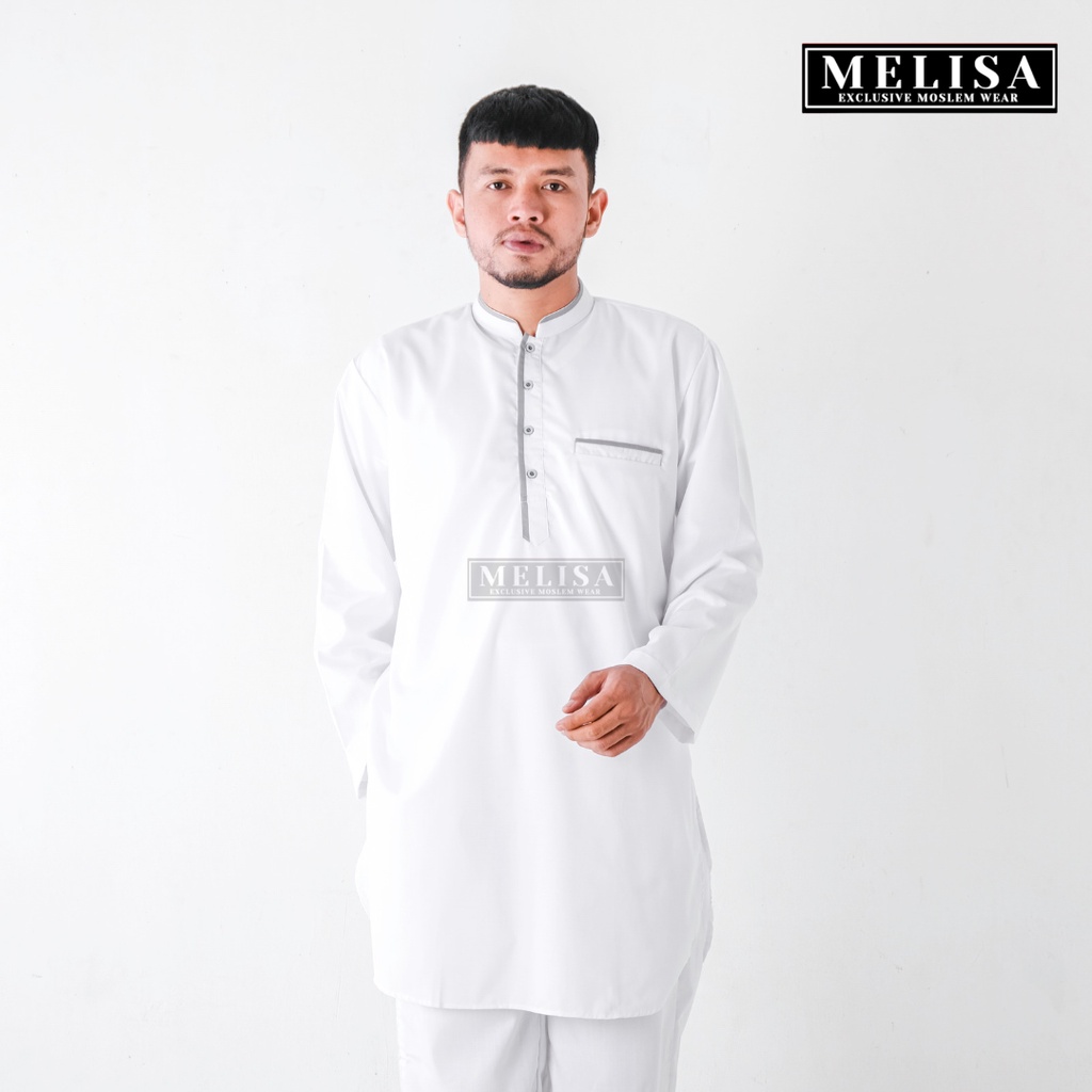 Baju Koko Pria Setelan Kurta Pakistan Dewasa Lengan Panjang Bahan Katun Toyobo Warna Putih