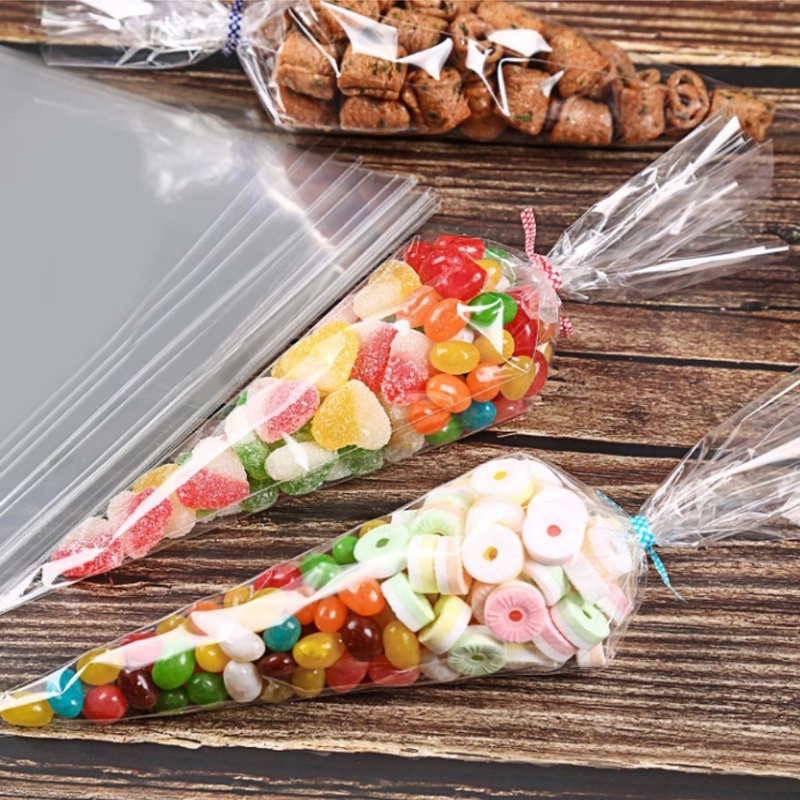 50 Pcs Portabel Happy Birthday Transparan Cone Candy Bags Plastik Anak Mendukung Tas Penyimpanan Makanan DIY Manis Dekorasi Pernikahan