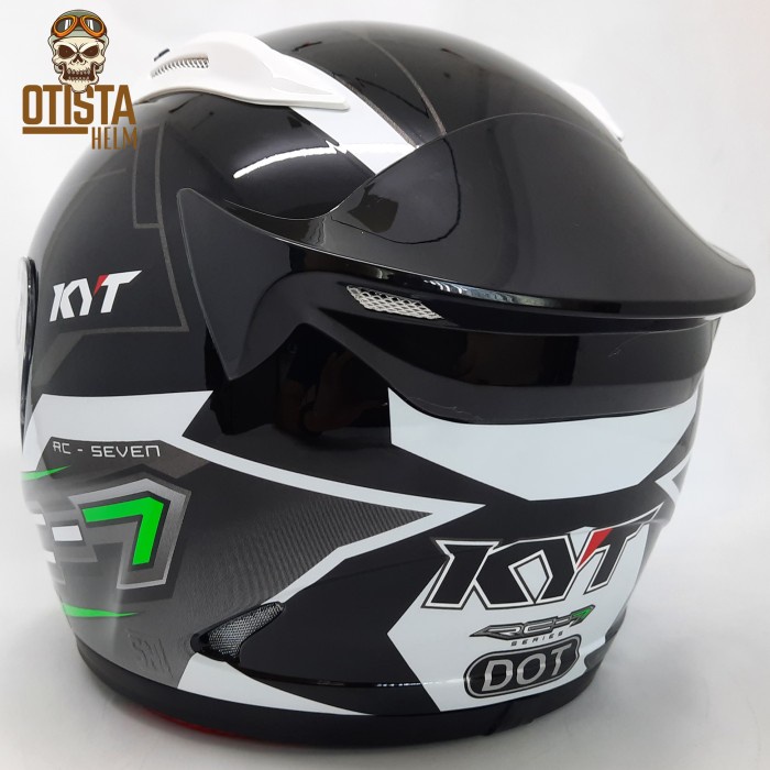 Helm Full Face Kyt Rc7 #14 Black Green Hitam Hijau Corak Varian Warna