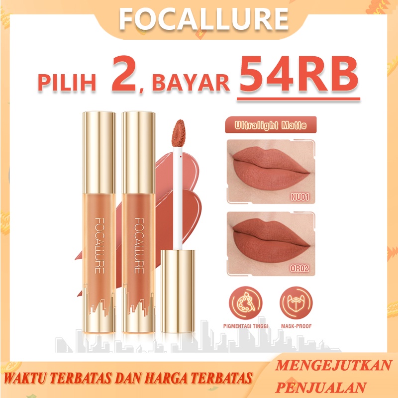 FOCALLURE ModernUrban Matte Liquid Lipstick Waterproof Lip Tint Long Lasting High Pigment Ultralight Lip Gloss