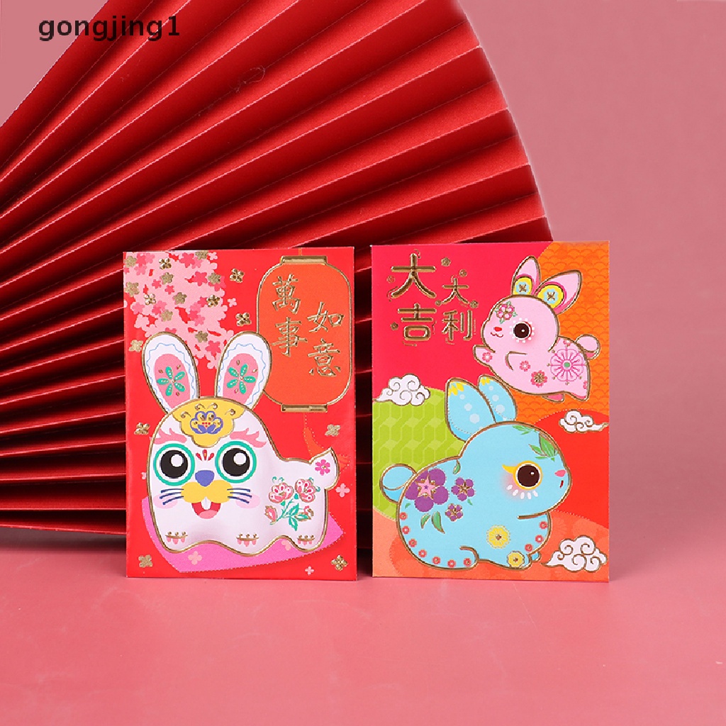 Ggg 6pcs 2023 Zodiak Kelinci Tahun Kartun Amplop Merah Festival Musim Semi Hongbao ID