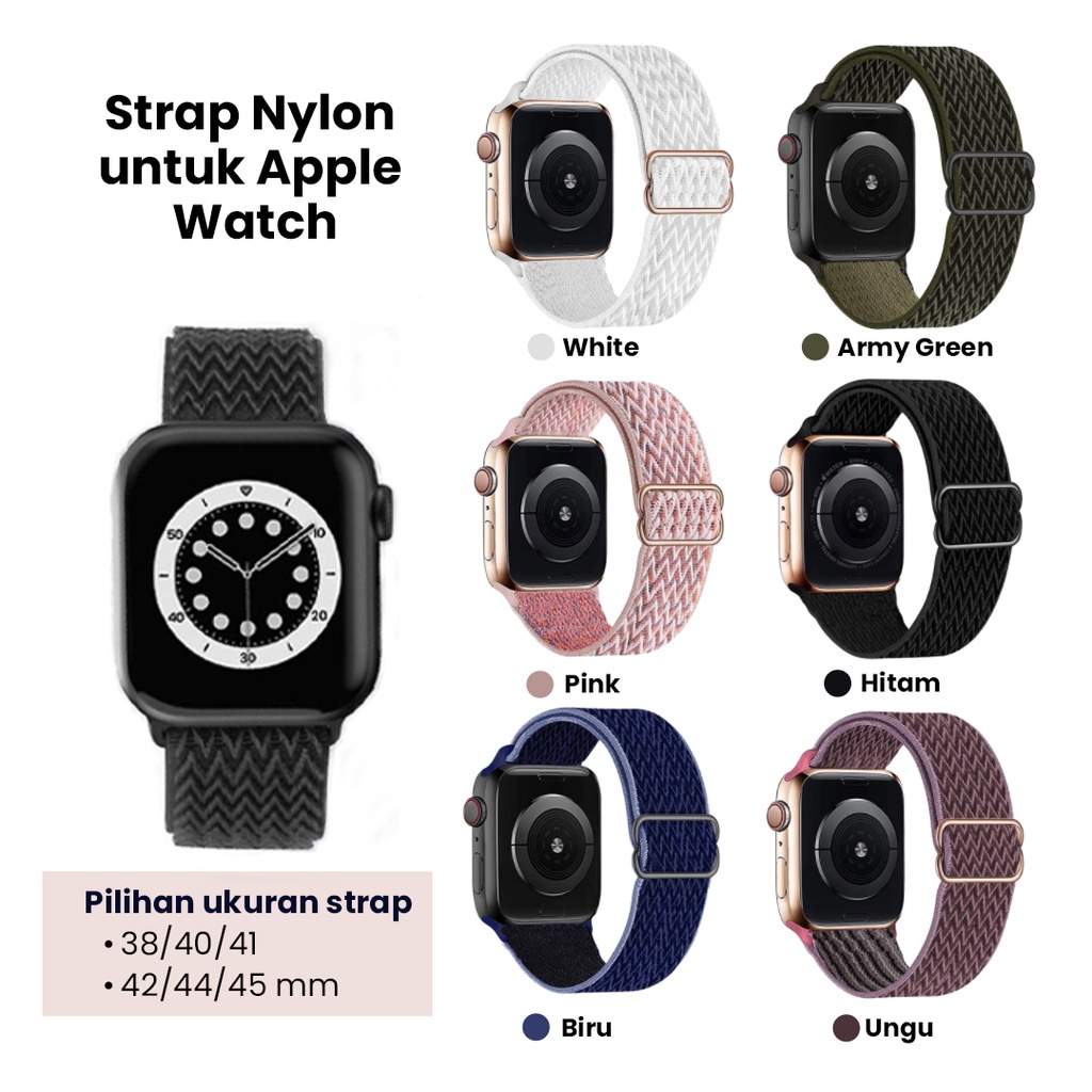 Strap Apple Watch Nylon iWatch Series 3 4 5 6 7 Wave Band Nilon Sporty