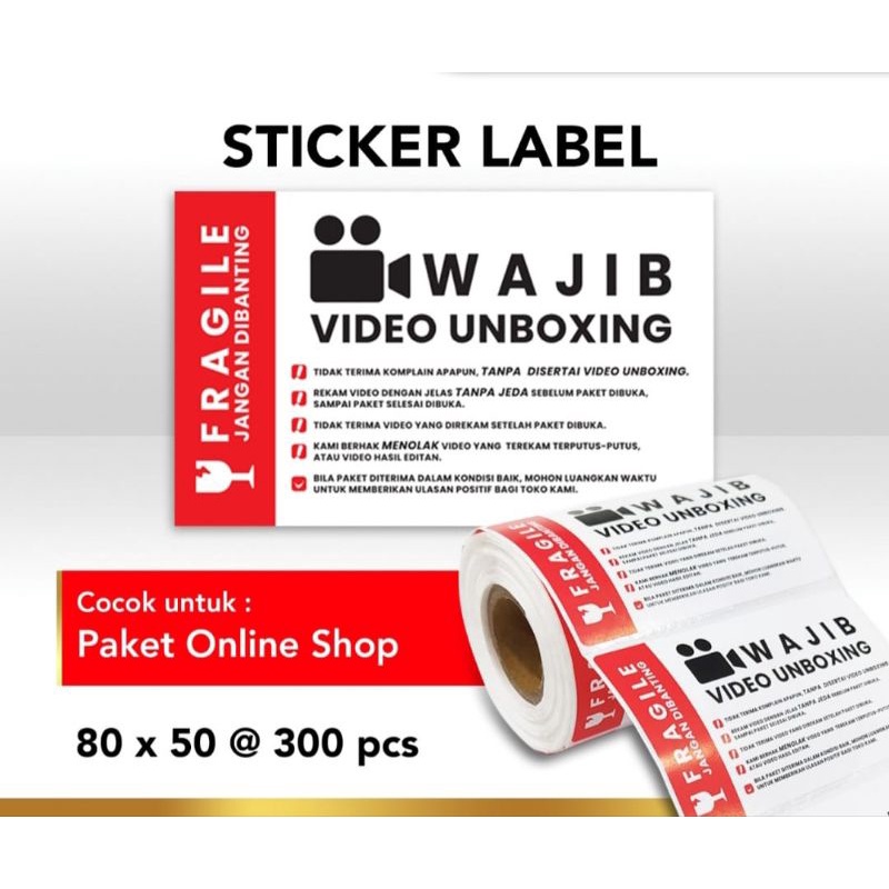 

Label stiker online unboxing video 70 x50 isi 300 lembar /rol