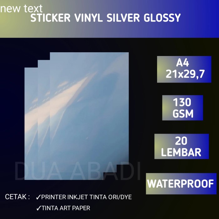 

Stiker Sticker Vinyl Silver Glossy A4 Isi 20 Lembar/Stiker Pet Waterproof