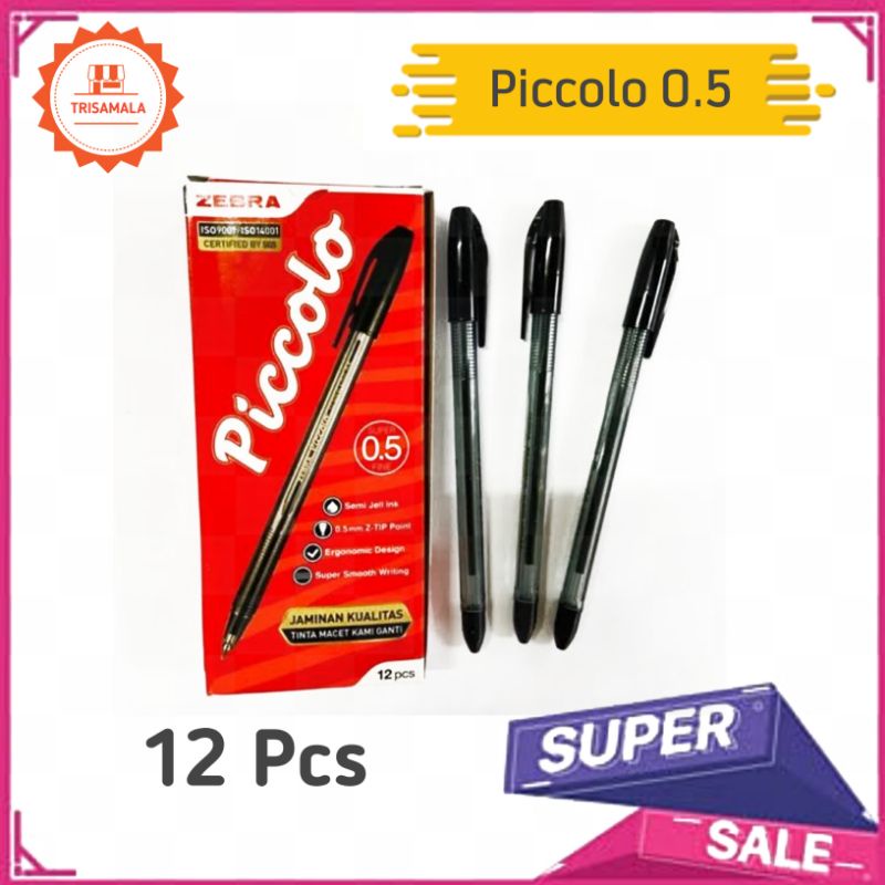 

BOLPEN PICCOLO ZEBRA 0.5 / PENA HITAM / BOLPEN SEMI GEL / 1 PACK ISI 12 PCS