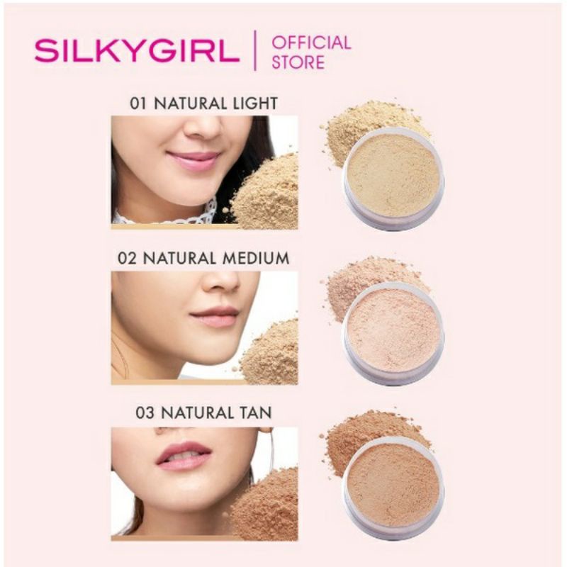 SilkyGirl Shine Free Loose Powder 01 Natural Light / 02 Natural Medium Silky Girl