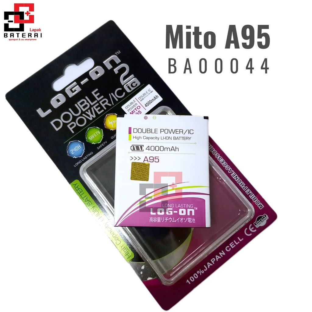 LOG - ON Baterai Mito A95 BA00044 Double IC Protection Battery Batre | Original Logon