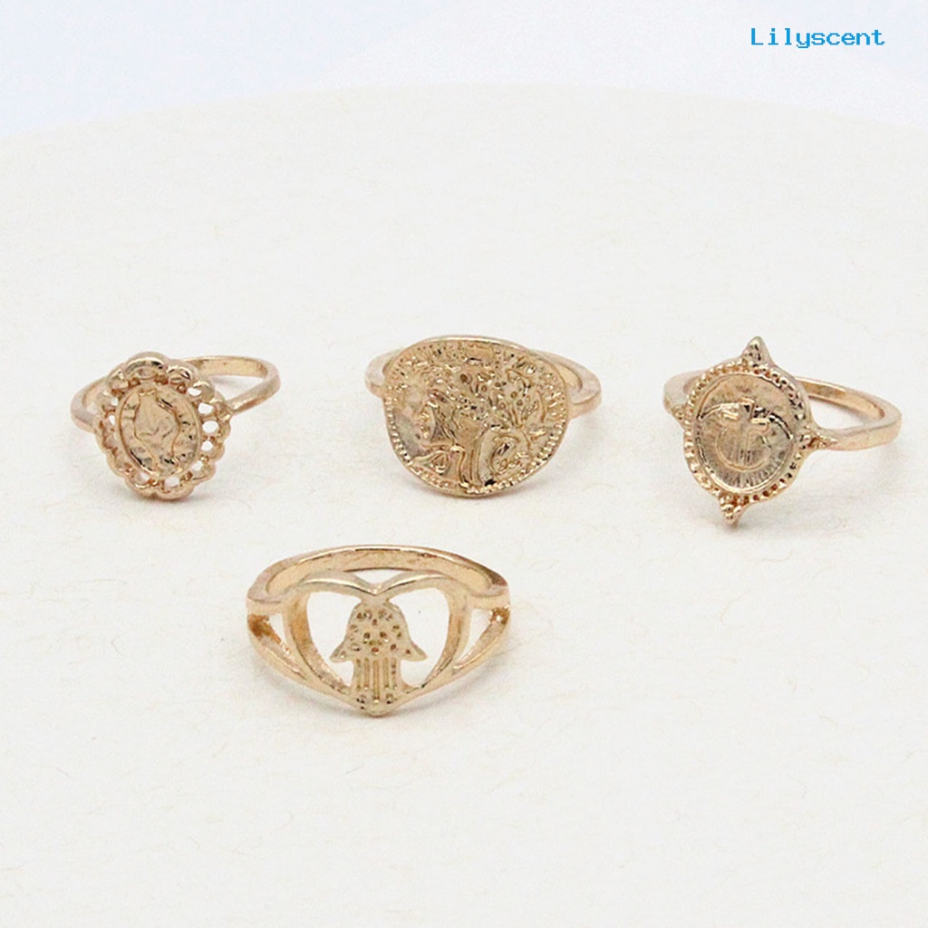 [LS]15Pcs /Set Cincin Fashion Cincin Artistik Paduan Hati Cincin Jari Kristal Imitasi Untuk Pakaian Sehari-Hari