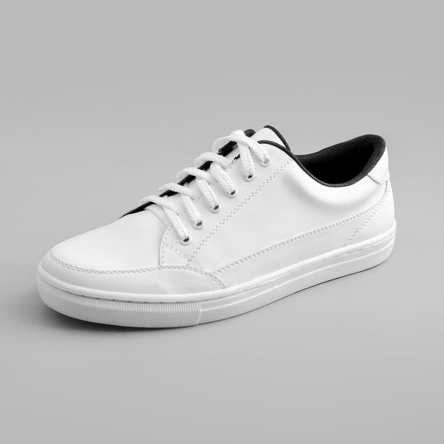 PARKER WHITE -  Sepatu Sneakers Pria Wanita Casual Polos Kulit Distro Kasual Original