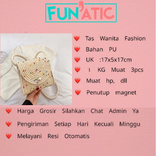 Funatic Tas Selempang Wanita Rajut Import Model Kekinian Fashion Korea FA1064