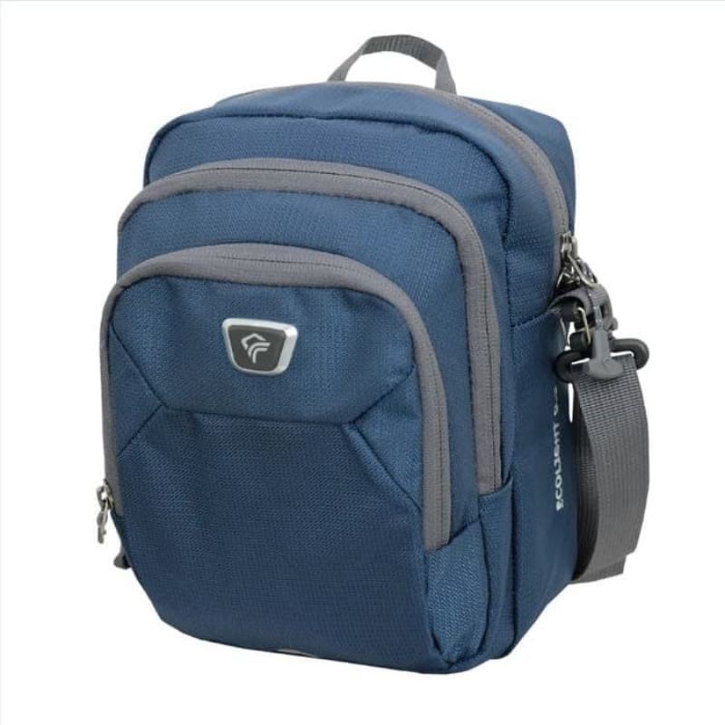 Tas Selempang Travel Pouch Ecolight 0.2 Bonus Cover Bag Forester 30268 Abu Navy 3 kompartemen bahan Polyester Cordura Untuk Pria Wanita Petualang Outdoor Traveling Tas Kecil Muat Banyak Dimensi 19 X 8 X 25 cm Thomgear