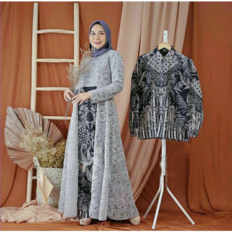 set couple gamis brokat couple keluarga couple pasangan couple lebaran