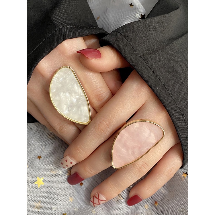 Fashion Wanita Cincin Plat Asetat Asetat Cincin Yang Dapat Disesuaikan Oval Resin Akrilik Geometri Rings Trendi Geometris Pernikahan Band Ring