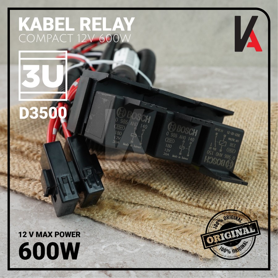 Kabel Relay Set Lampu H4 Mobil BOSCH D3500 New 3 Relay 12v Untuk 2 Lampu Utama Mobil Universal