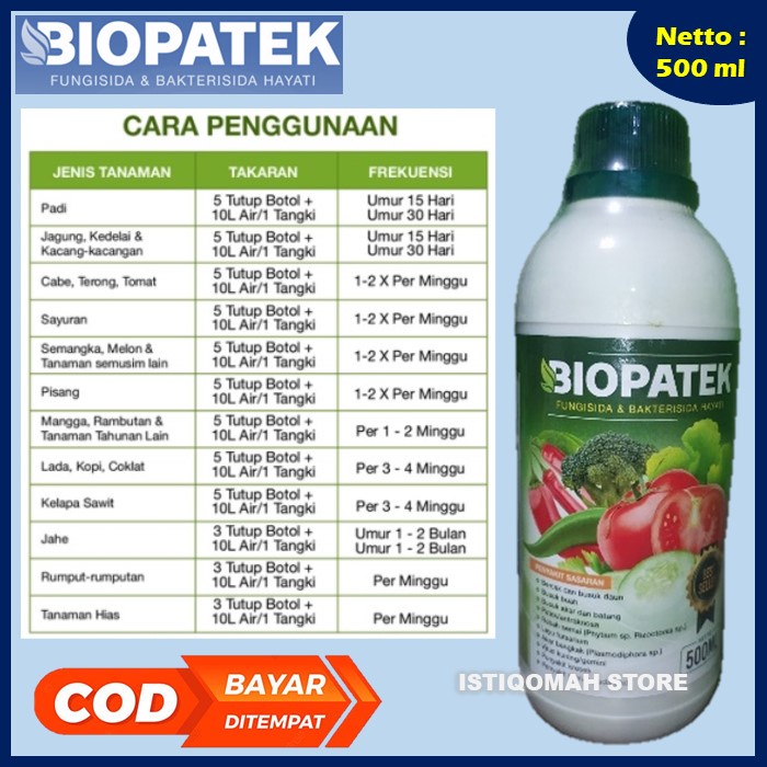 BIOPATEK 500ML Fungisida &amp; Bakterisida Hayati Mengatasi Penyakit Kresek, Penyakit Merah pada Padi, Virus Kuning/Gemini yang Bagus Manjur Murah Terlaris Paling Ampuh