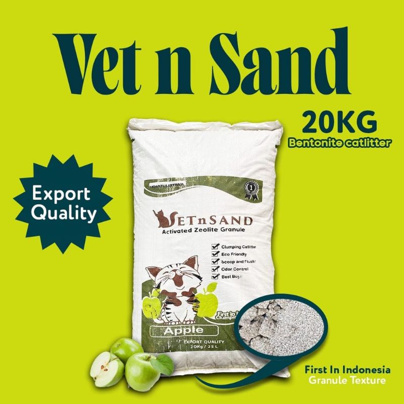 Vetsand pasir kucing wangi apel 20kg pasir kucing cat litter gumpal granule murah