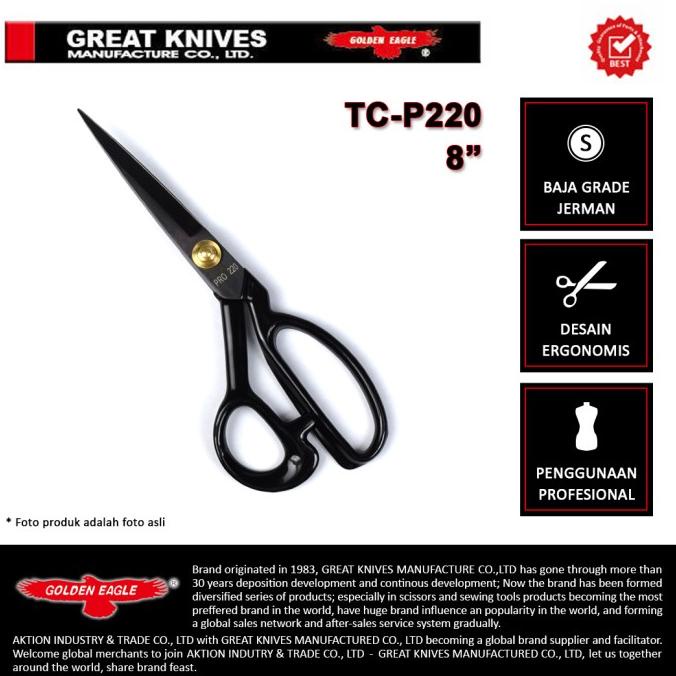 

Gunting Potong Bahan Kain Golden Eagle 8 inch TC-P220 - Tailor Scissor