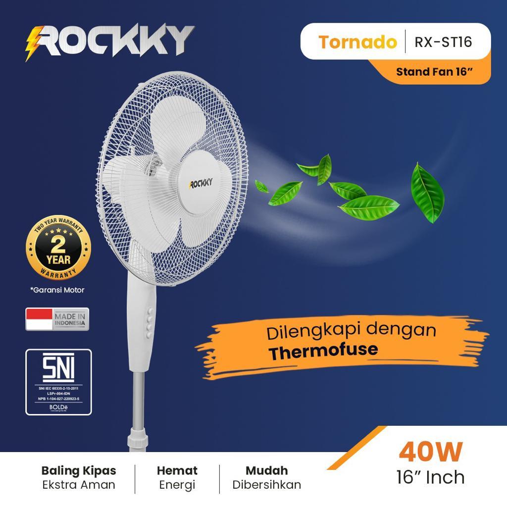 Stand Tornado Fan Kipas Angin Berdiri Kaki Silang ROCKKY 16 Inch RX-ST16