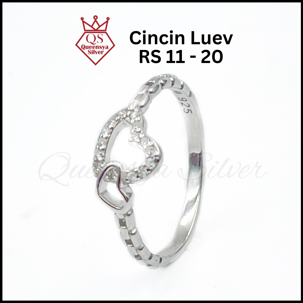 Cincin Perak Wanita | Cincin Silver 925 Asli | Cincin Love Luev Queensya Silver