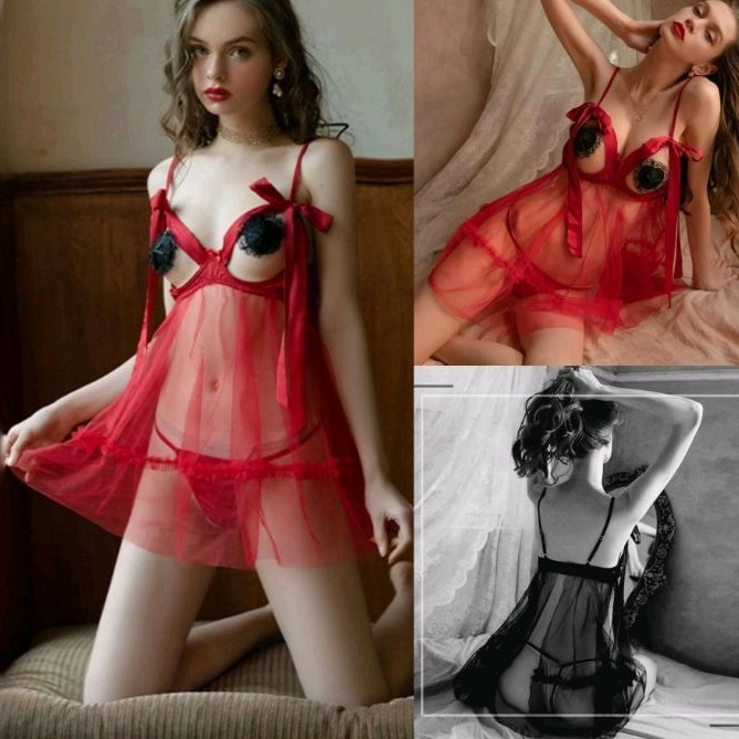 SEXY LINGERIE MURAH D1132MR TANPA NIPPLE COVER
