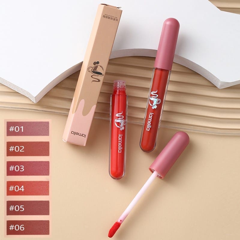 LAMEILA NUDE EDITION Lip Glaze Lipstik Cair Lip Gloss Pelembab Silky Misty