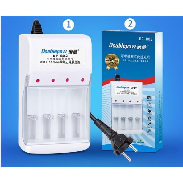 Charger Baterai Batre Doublepow Cas Casan AA A2 AAA A3 Isi Ulang  2 3 4 6 8 Slot Dengan Indikator LED Rechargeable Colok 220V