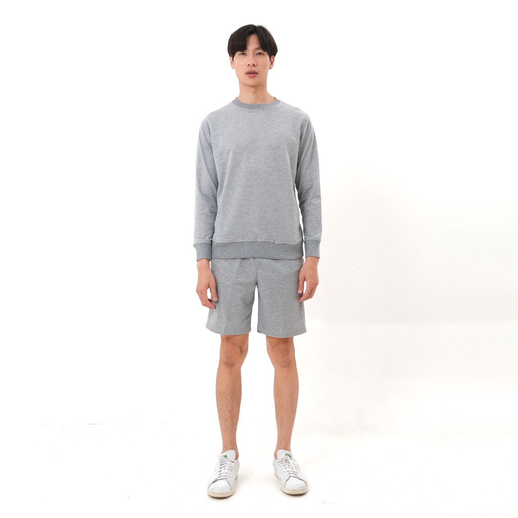 SANVANINA Set Sweater Short Pants Light Grey | One set Sweater | Setelan Sweater Abu Muda CC-01B