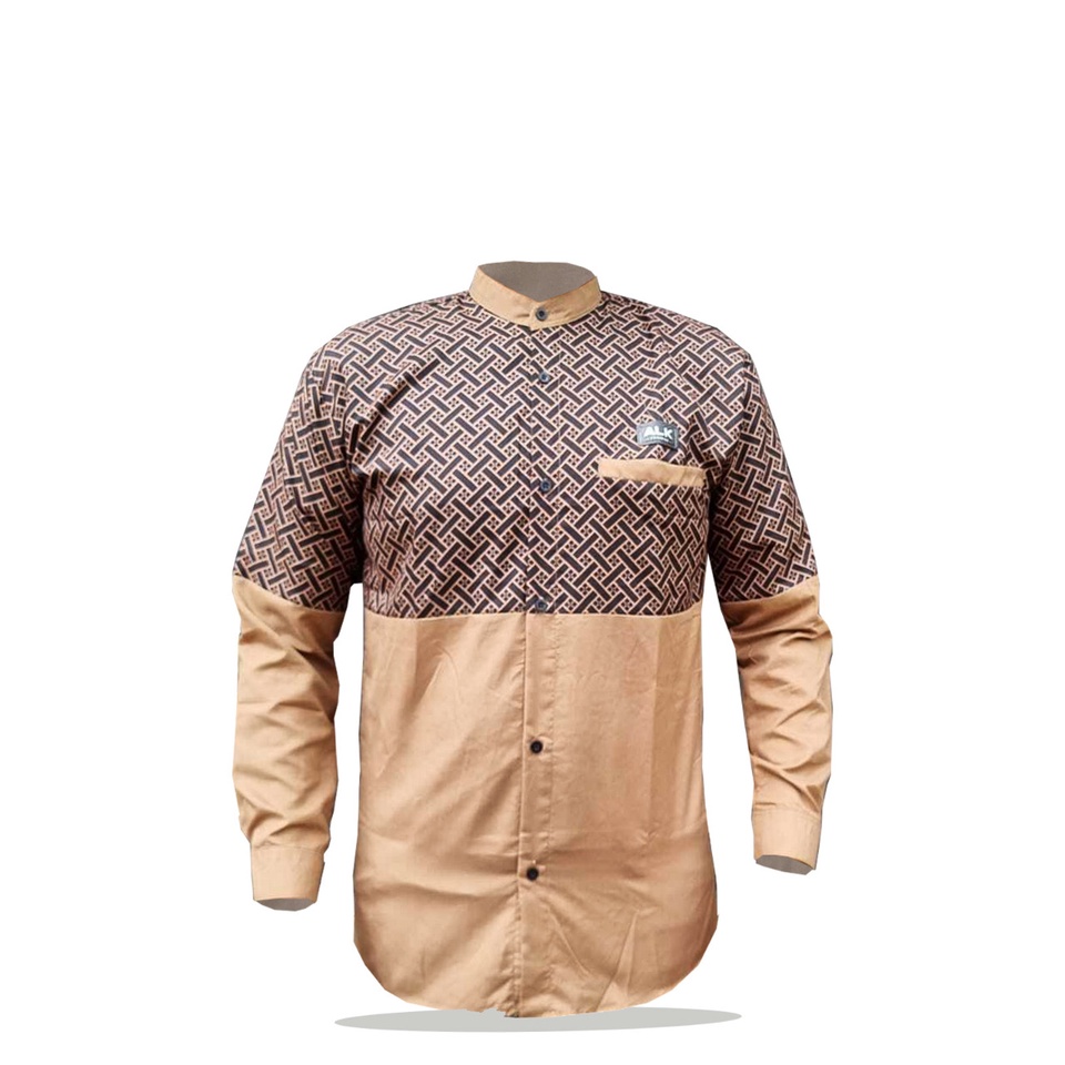 Baju koko pria lengan panjang motif bata kombinasi Alkhalis id