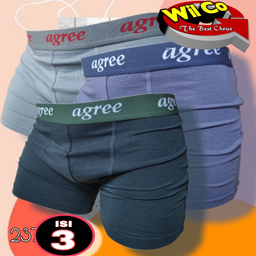 K237T - (PER 1 BOX ISI 3 Pcs) CELANA DALAM PRIA BOXER AGREE SIZE M - XL