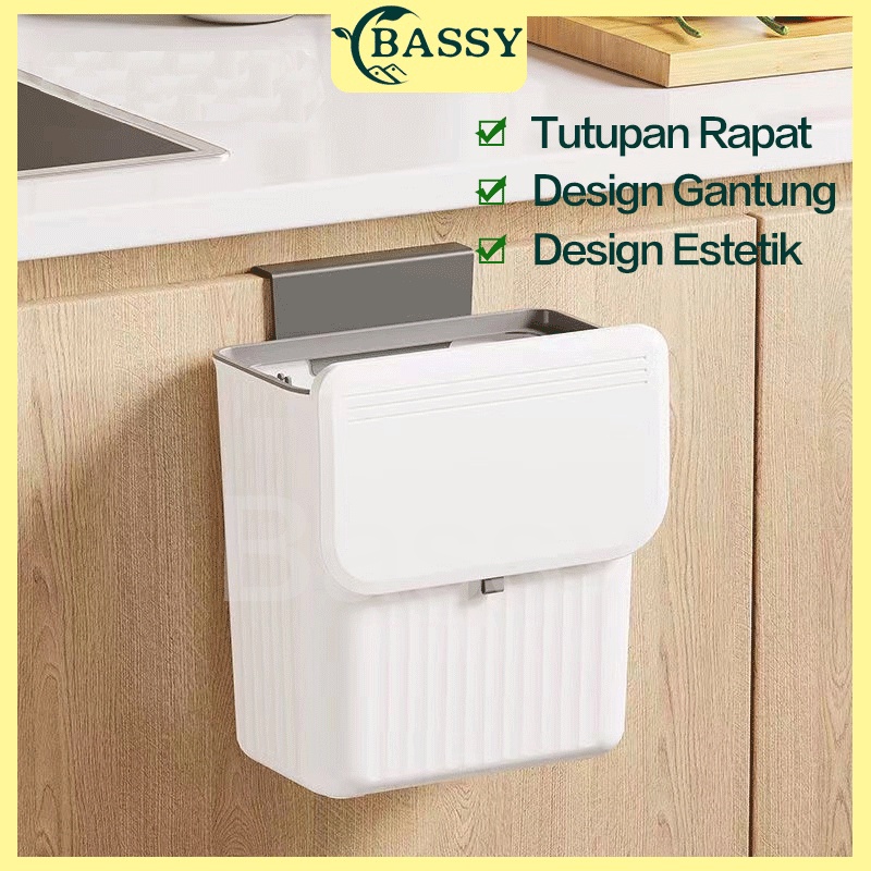 Jual Bassy Tempat Sampah Gantung Tong Sampah Plastik Trash Bin Gantung Meja Dapur Kamar Mandi 8108