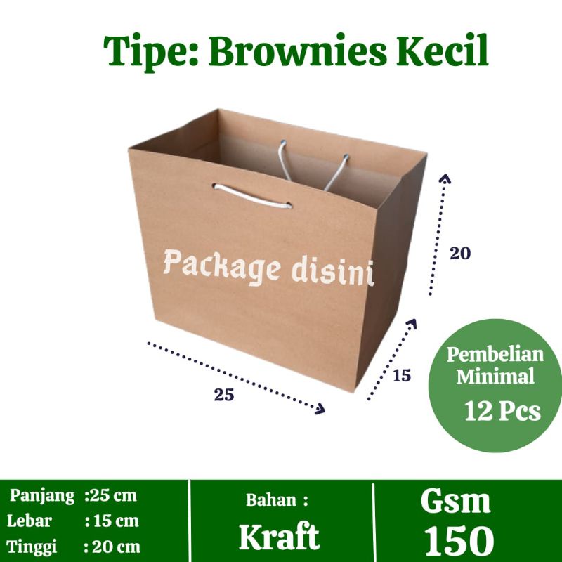

Paper bag Brownies Kecil, tas kertas coklat polos, tas kertas brownies, bolu dan donat, P25 L15 T20