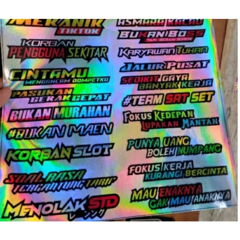 stiker hologram chustom l olshop/stikr motor/ 1 lembar a3