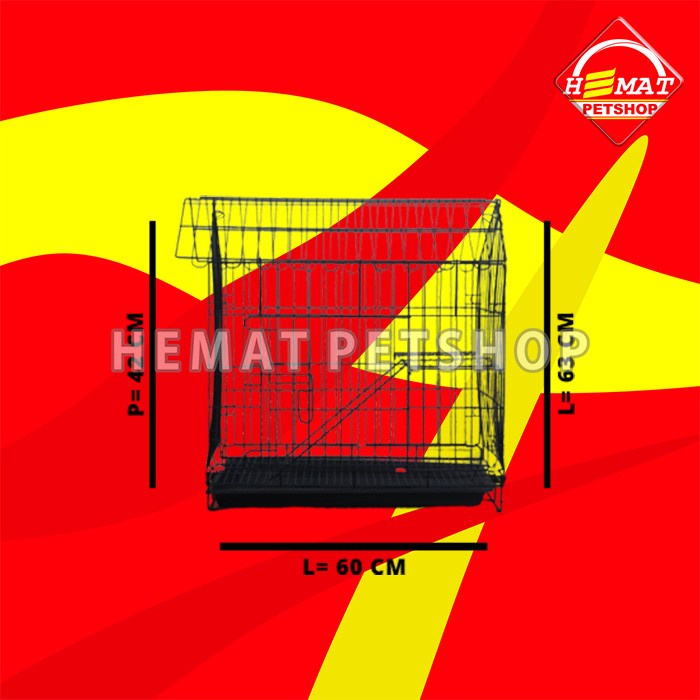 Kandang Lipat Kucing Anjing Besi Bentuk Rumah K02 Lokal 42X60X63 CM