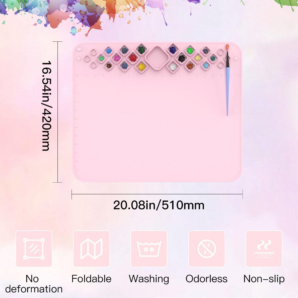 Pineapple Silicone Painting Mat Art Alas Pembuat Tahan Lama Matras Artis Blending Tinta Dengan Cangkir Air Dan Tempat Cat