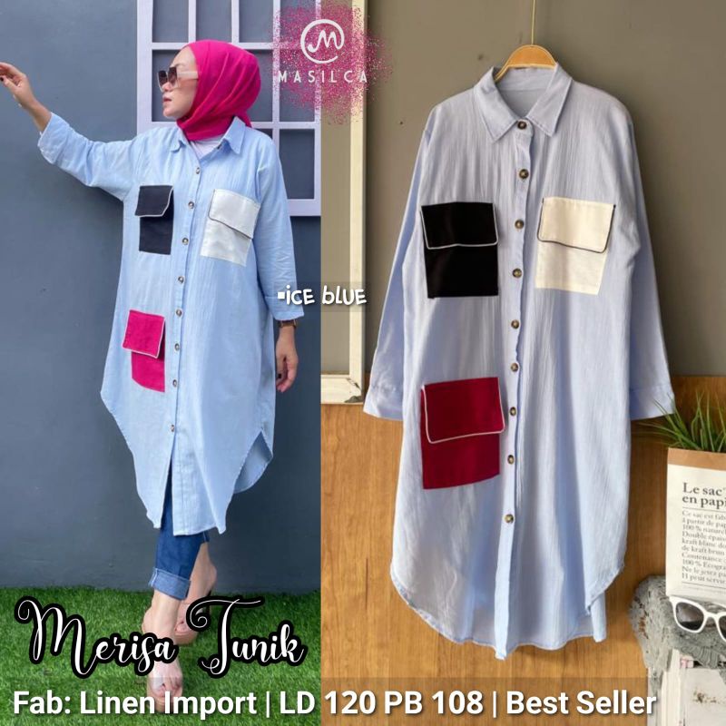 Tunik Linen Import Tunik Wanita Korean Style Premium High Quality by Masilca