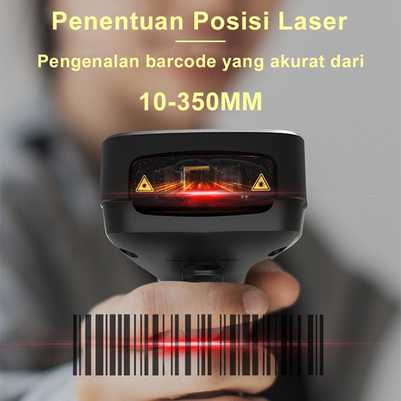 Deli Barcode Scanner Profesional Wireless Transmisi 100m Barcode Scanner Laser 25 Jenis Barcode Tangan Nirkabel Genggam 1D Scanner