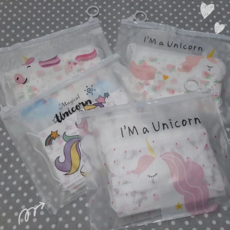 Masker Kids dengan pouch tempat masker isi 10pcs masker anak