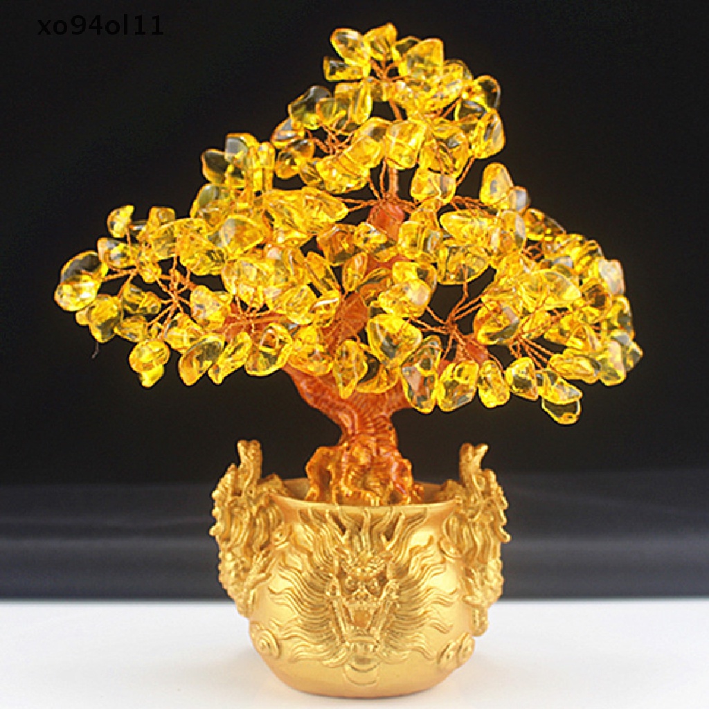 Xo Batu Dan Kristal citrine quartz crystal gem tree Untuk Hadiah Liburan OL