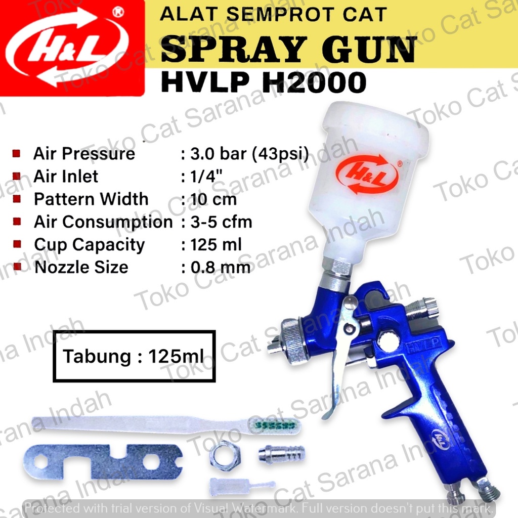 H&L SPRAY GUN HVLP H2000 0.8mm NOZZLE HnL Spray Gun Cat Semprot HVLP H 2000 Alat Cat Semprot Tabung 