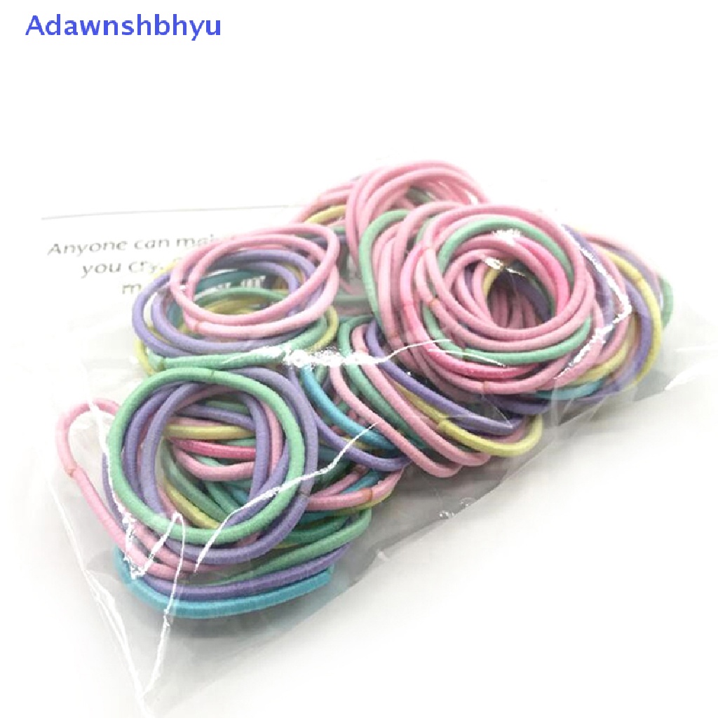 Adhyu 100pcs Anak Perempuan Warna-Warni Nilon Elastis Karet Rambut Anak Ponytail Holder Scrunchi ID