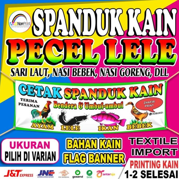 [ COD ] Spanduk Kain Warung Pecel Lele | Sari Laut - BAHAN KAIN FLAG IMPORT