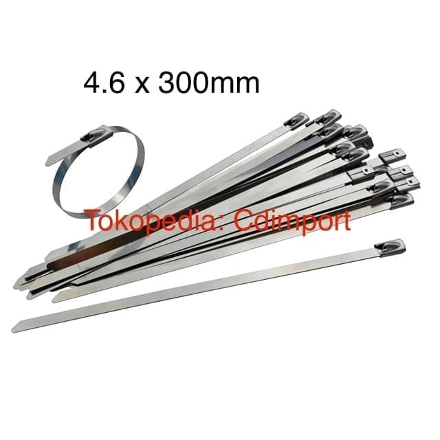 

CUCI GUDANG Stainless Cable Ties - Kabel Tis Stainless 4.6x300mm 30cm - isi 100pcs Code 2348